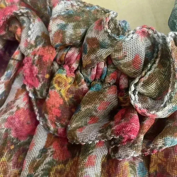 ETRO Women's Silk Chiffon Tank Blouse Top Ruffle Floral Print Shirt 44 Small NWT - Picture 7 of 9